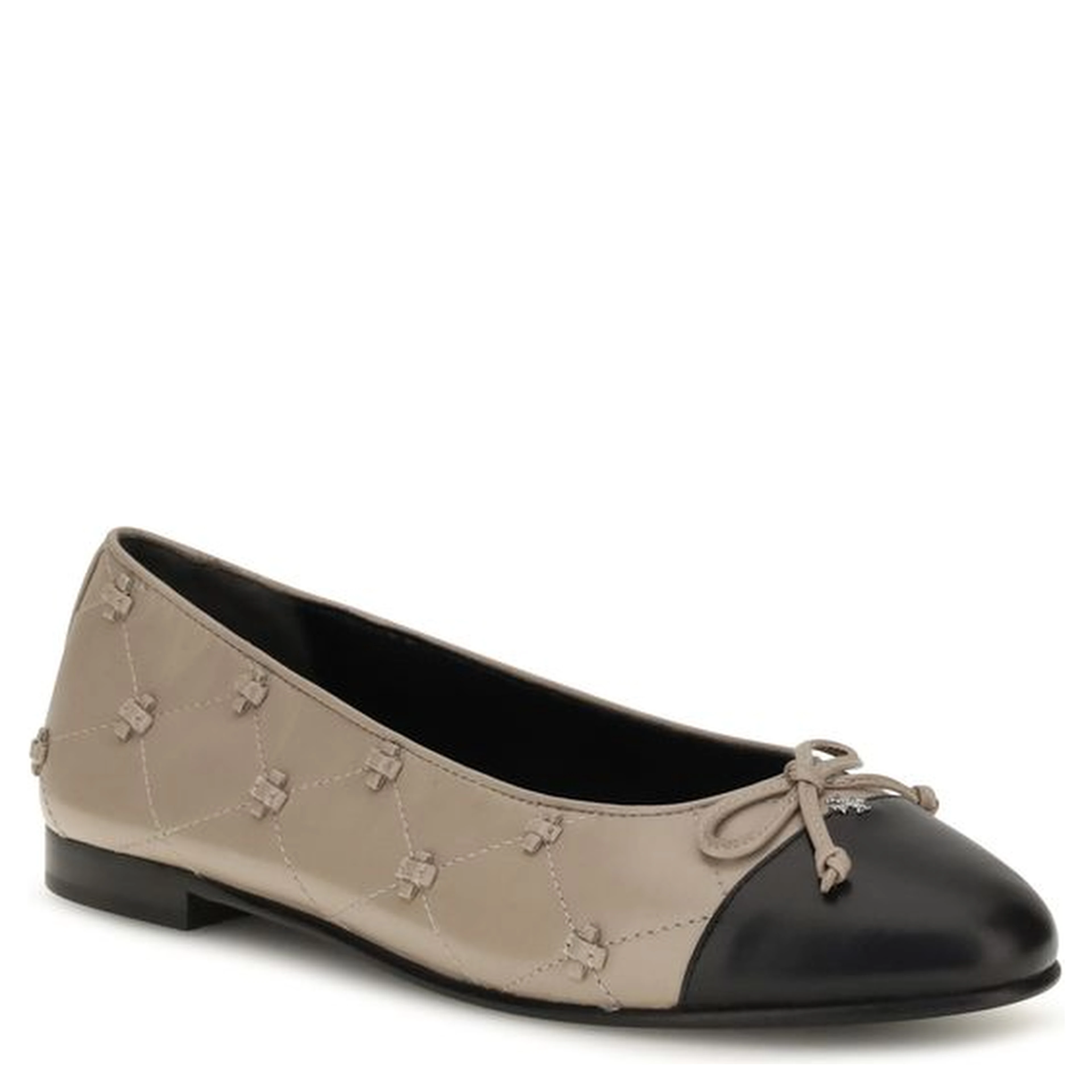 Beige Calf Leather Bos Taurus Ballet Flats