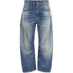 Blue Cotton Boyfriend Jeans