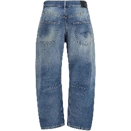 Blue Cotton Boyfriend Jeans