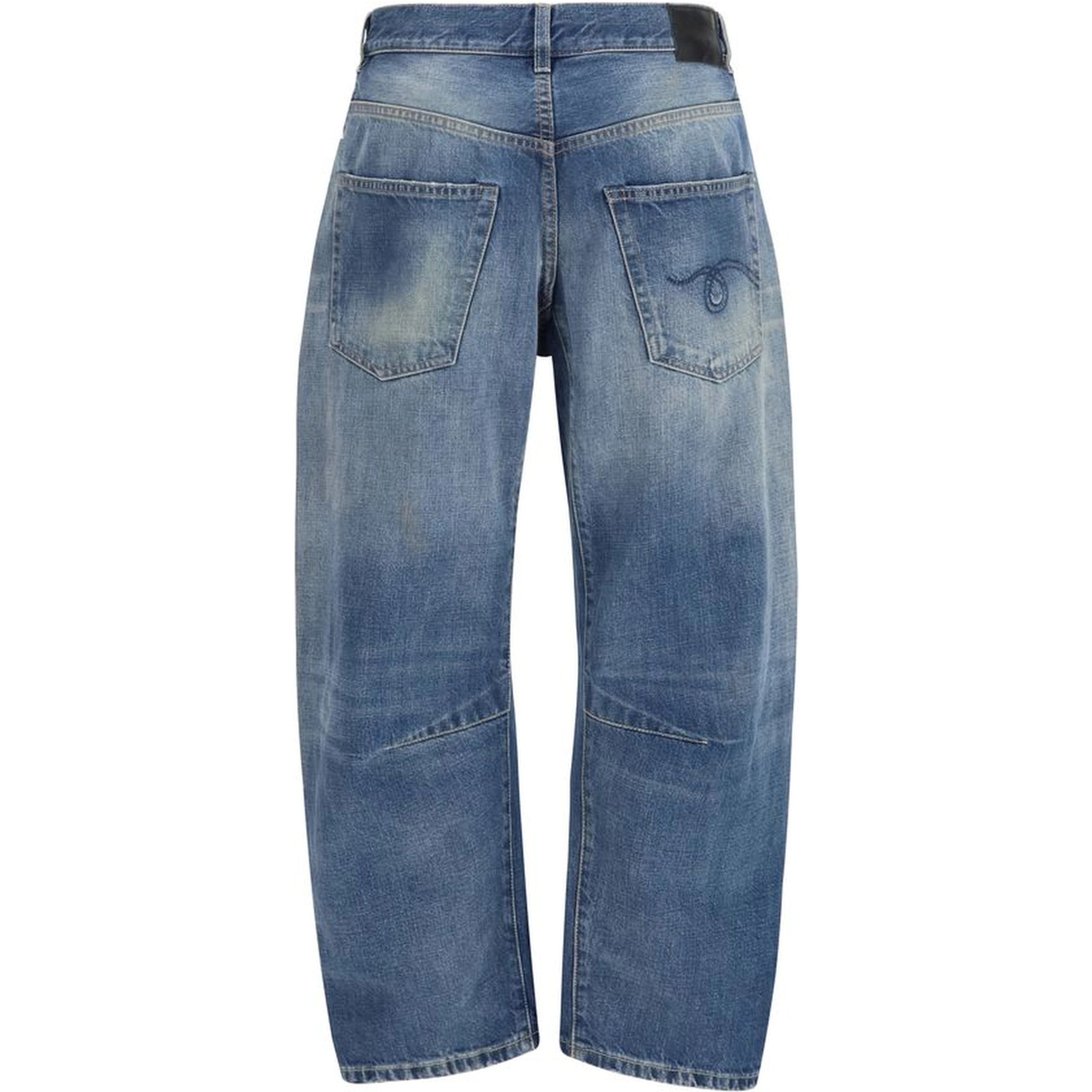 Blue Cotton Boyfriend Jeans