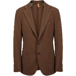 Brown Viscose Men Jacket