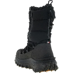 Black Polyamide Lace-Up Boots