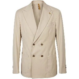 Beige Viscose Men Jacket