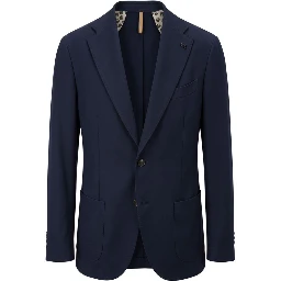 Blue Polyester Men Jacket