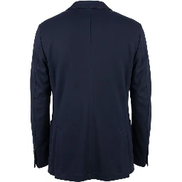 Blue Polyester Men Jacket