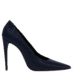 Blue Polyester High Heel Pumps