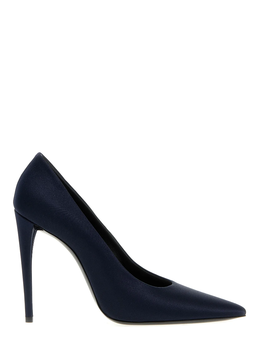 Blue Polyester High Heel Pumps