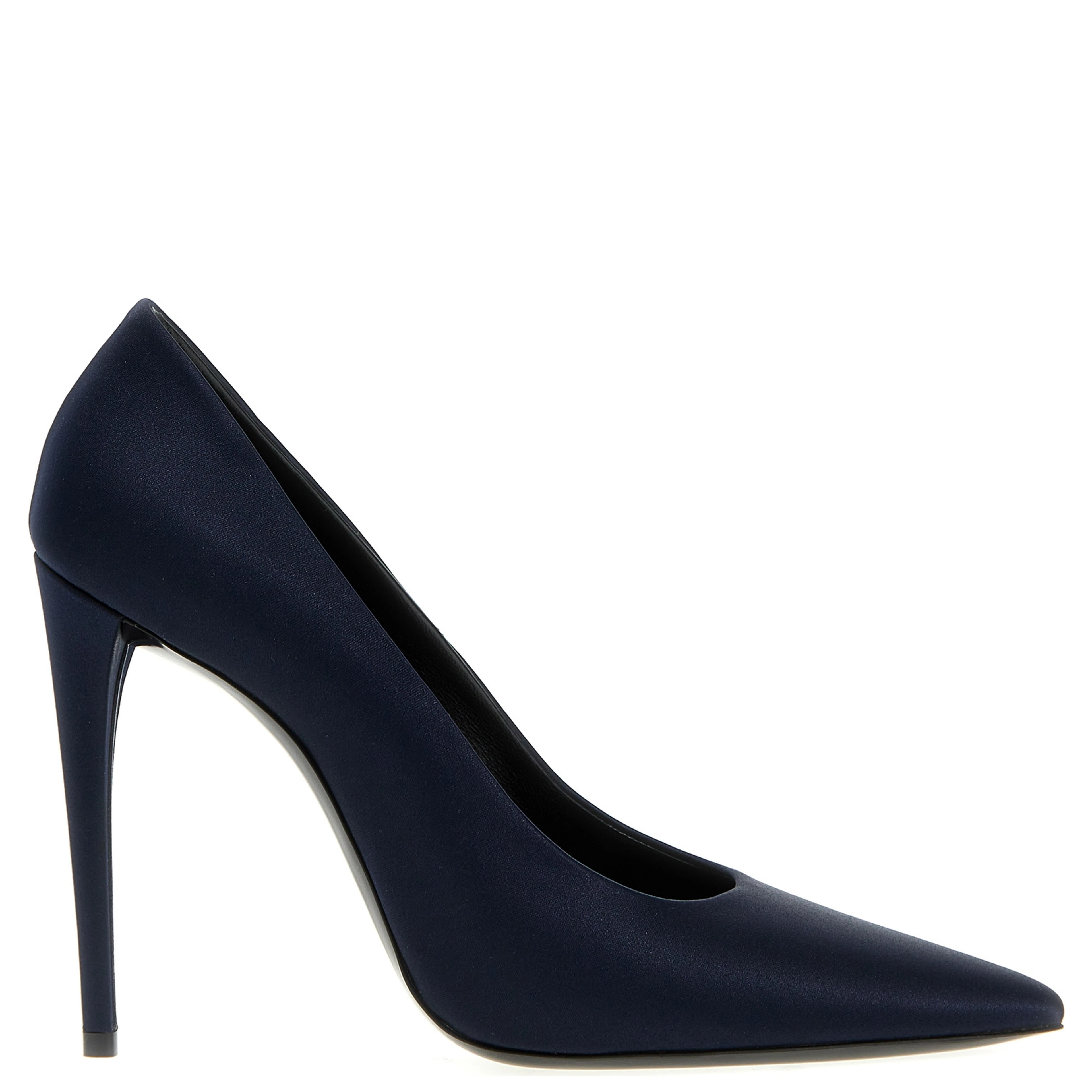 Blue Polyester High Heel Pumps