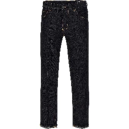 Blue Cotton Straight-Leg Jeans