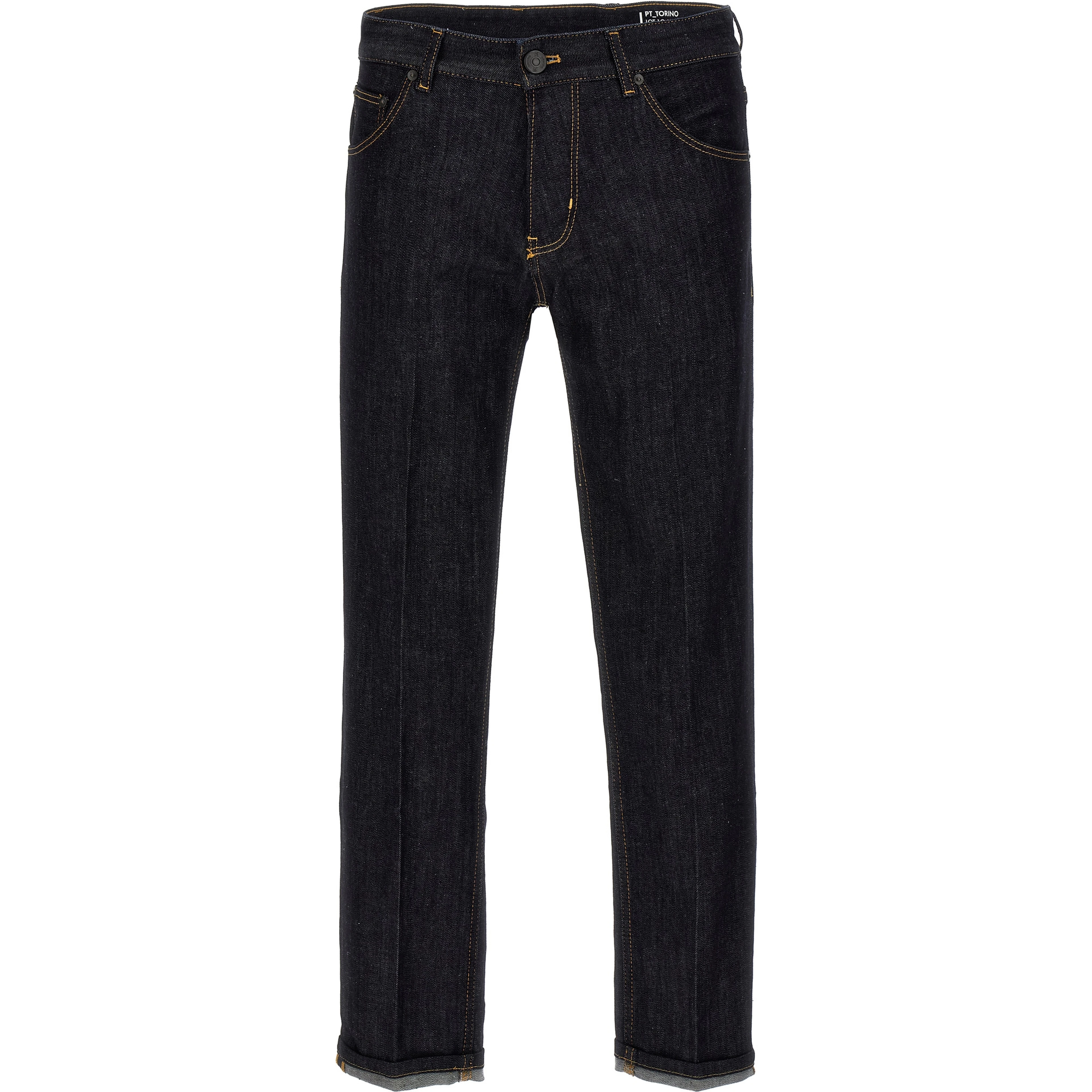 Blue Cotton Straight-Leg Jeans