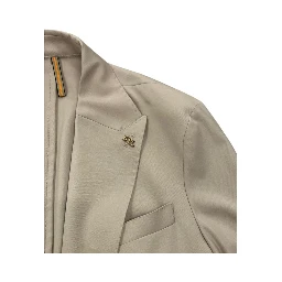 Beige Viscose Men Jacket