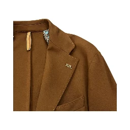Brown Viscose Men Jacket