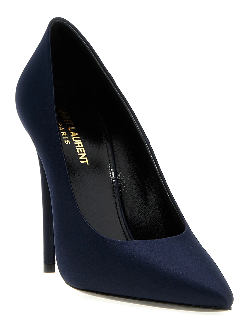 Blue Polyester High Heel Pumps