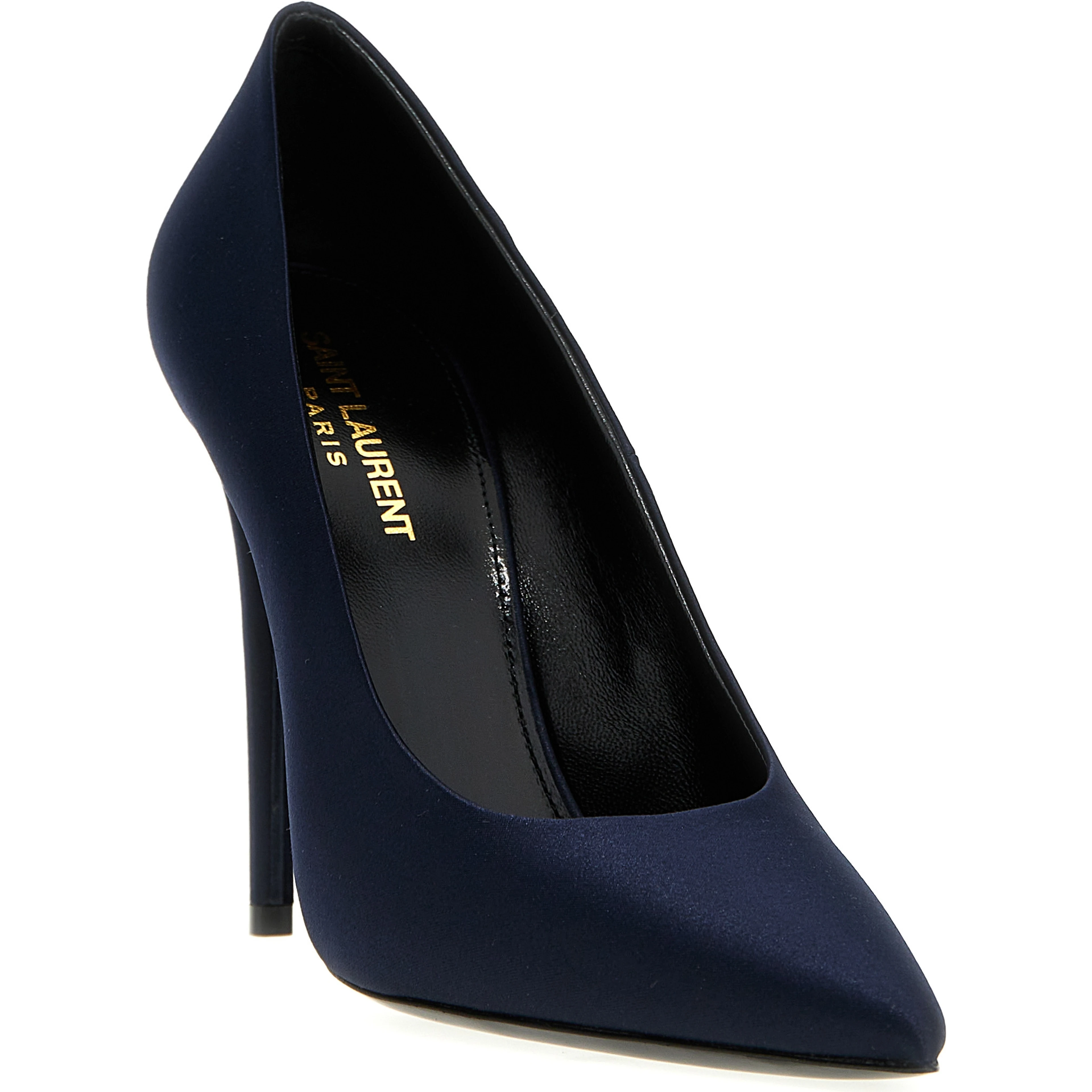 Blue Polyester High Heel Pumps