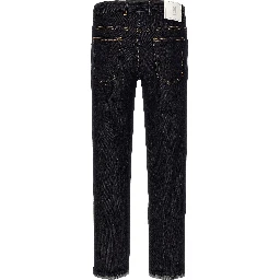 Blue Cotton Straight-Leg Jeans
