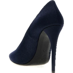 Blue Polyester High Heel Pumps