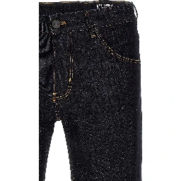 Blue Cotton Straight-Leg Jeans