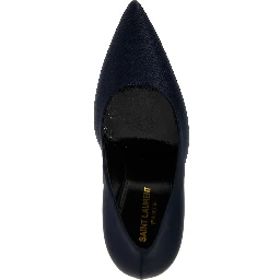 Blue Polyester High Heel Pumps
