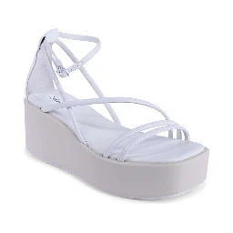 White Leather Platform Sandals