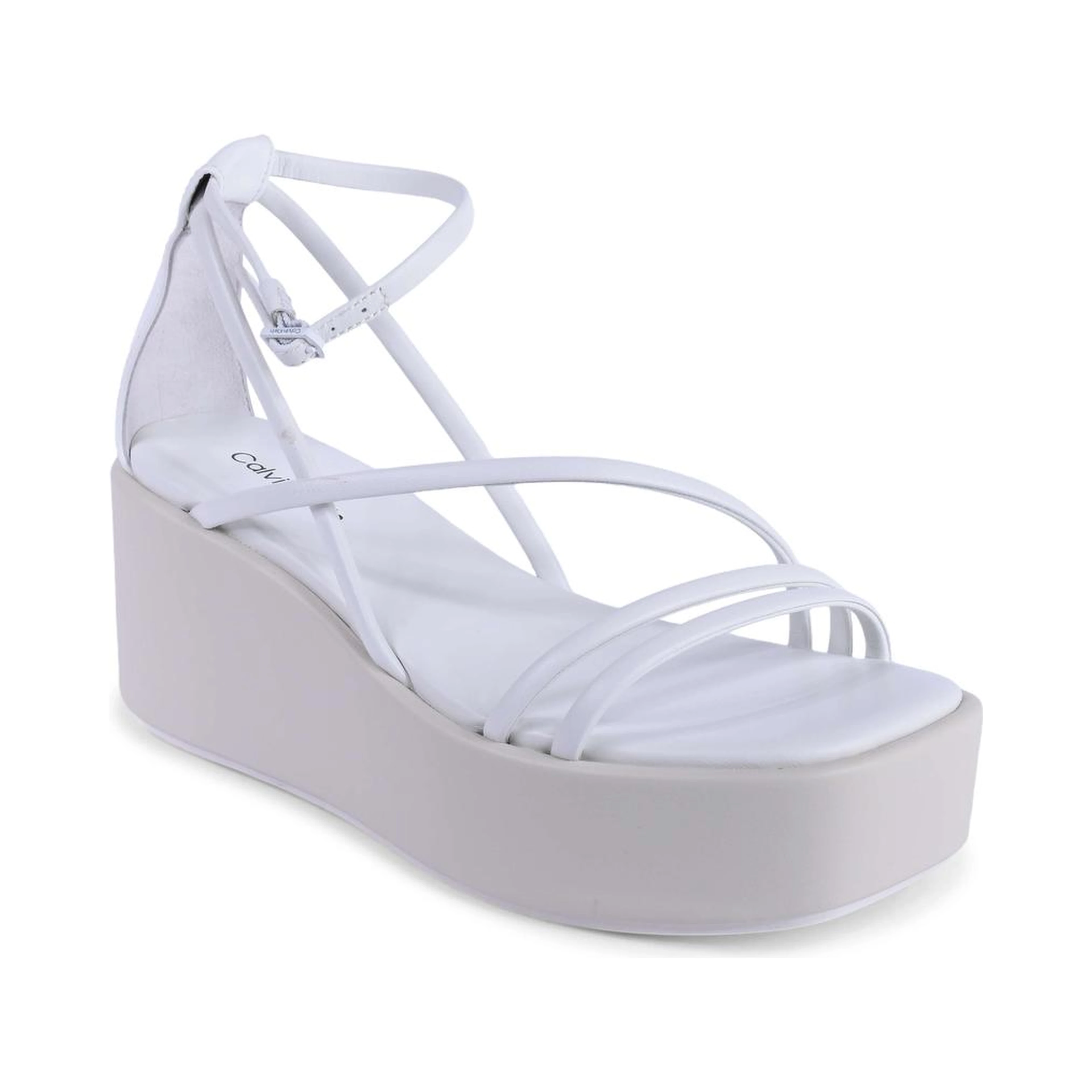 White Leather Platform Sandals