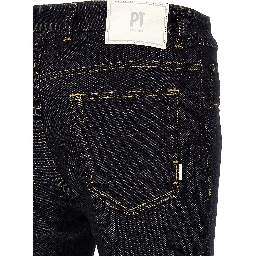 Blue Cotton Straight-Leg Jeans