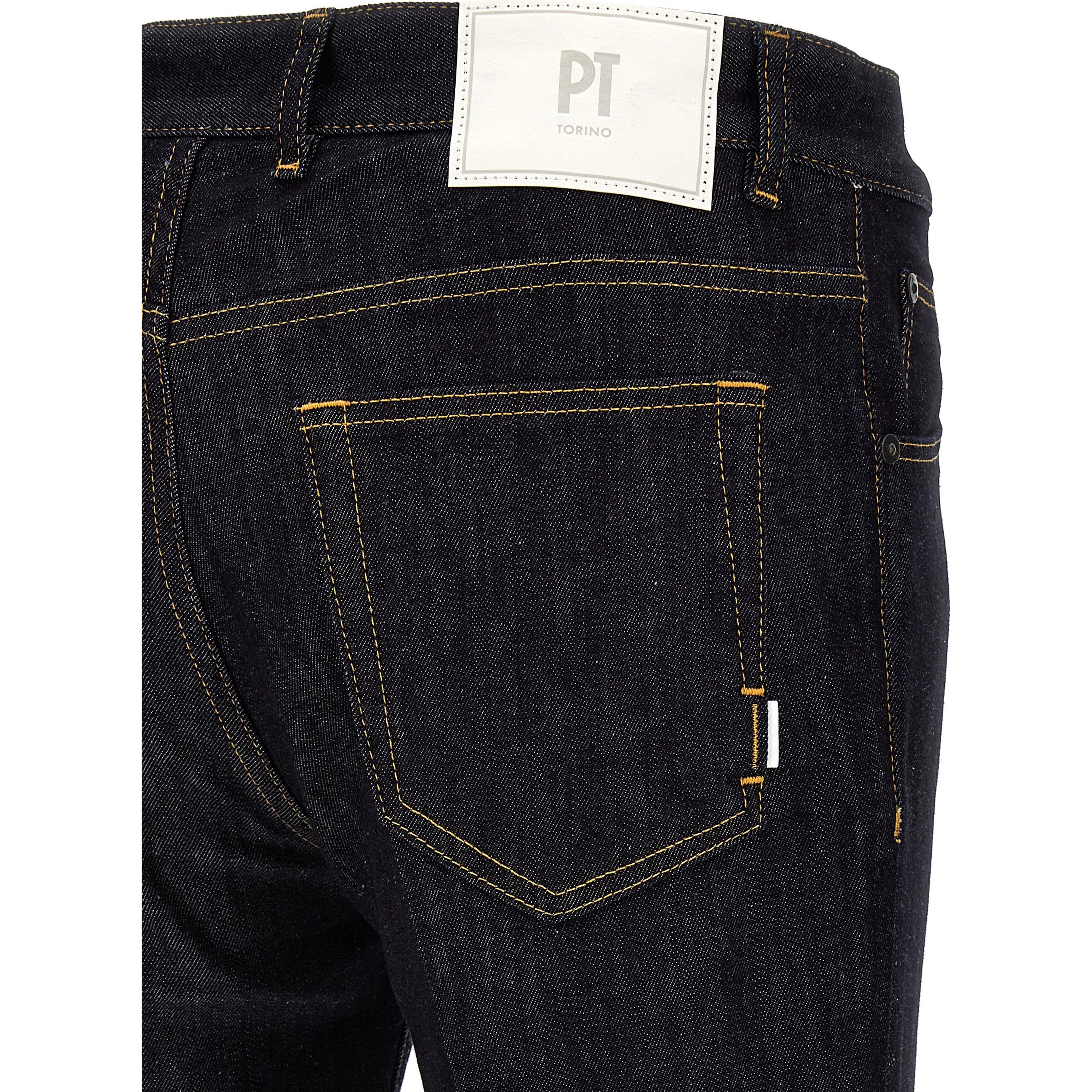 Blue Cotton Straight-Leg Jeans