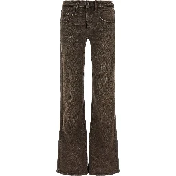 Brown Cotton Flared Jeans