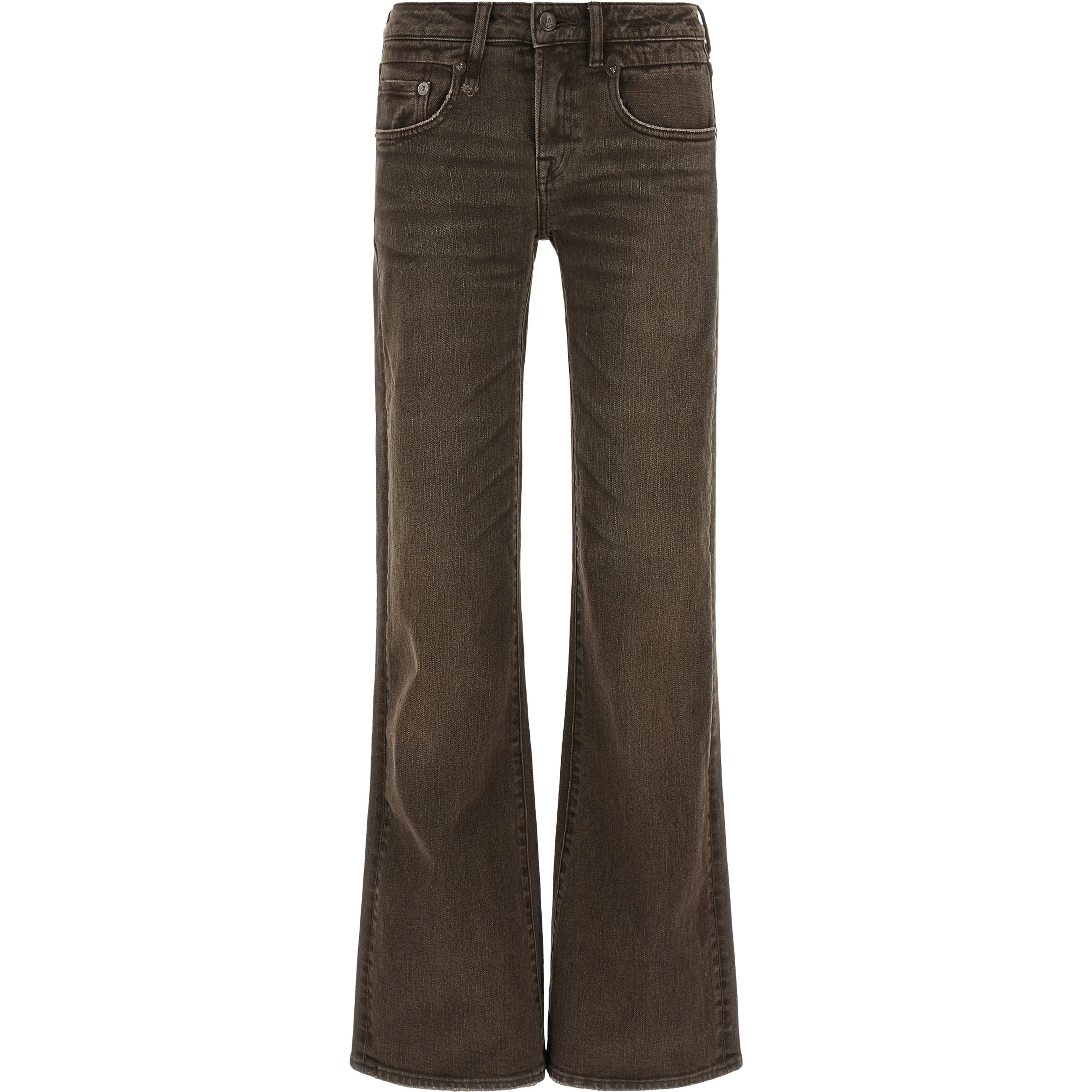 Brown Cotton Flared Jeans