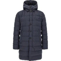 Blue Polyester Full-Length Jacket
