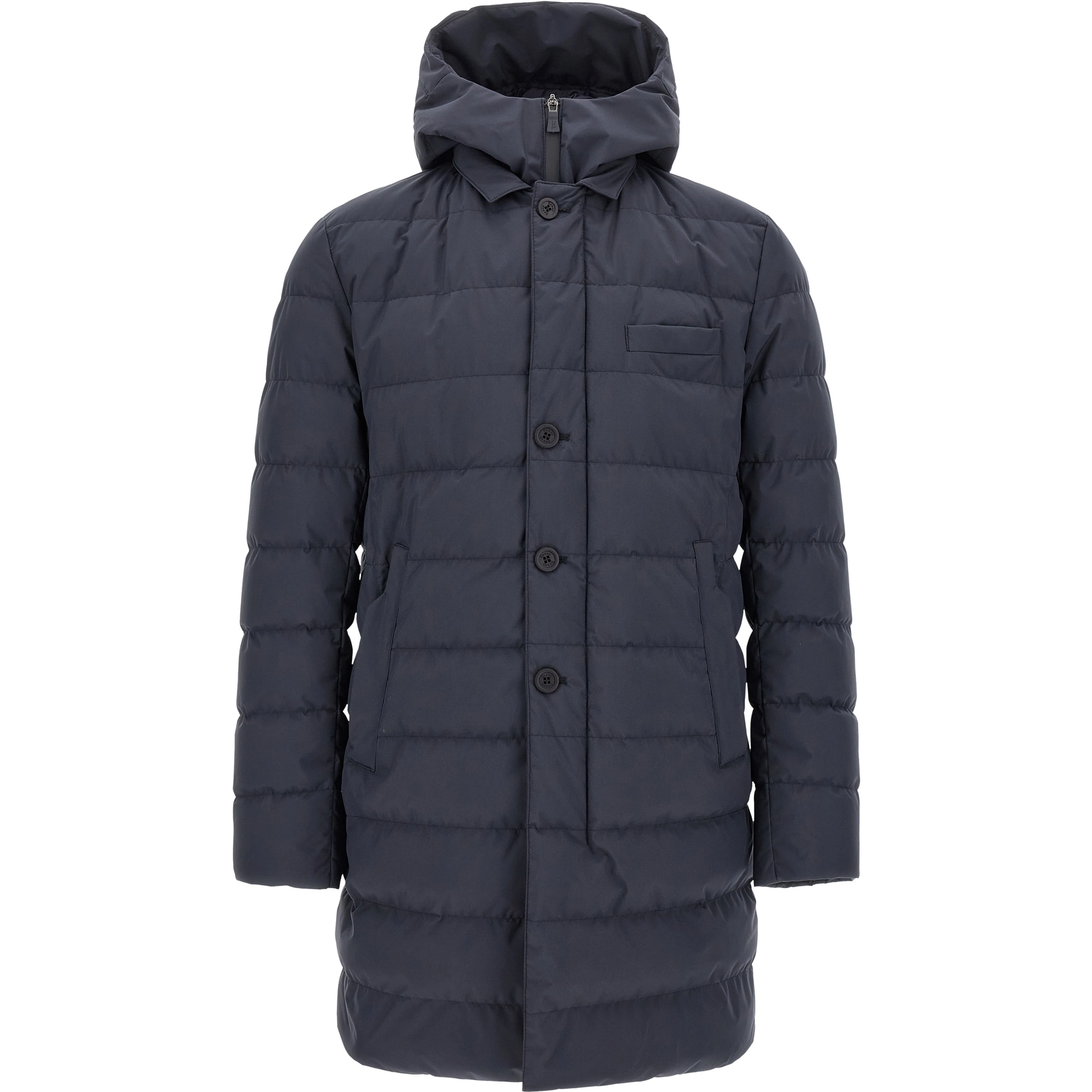 Blue Polyester Full-Length Jacket
