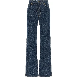 Blue Cotton Straight-Leg Jeans