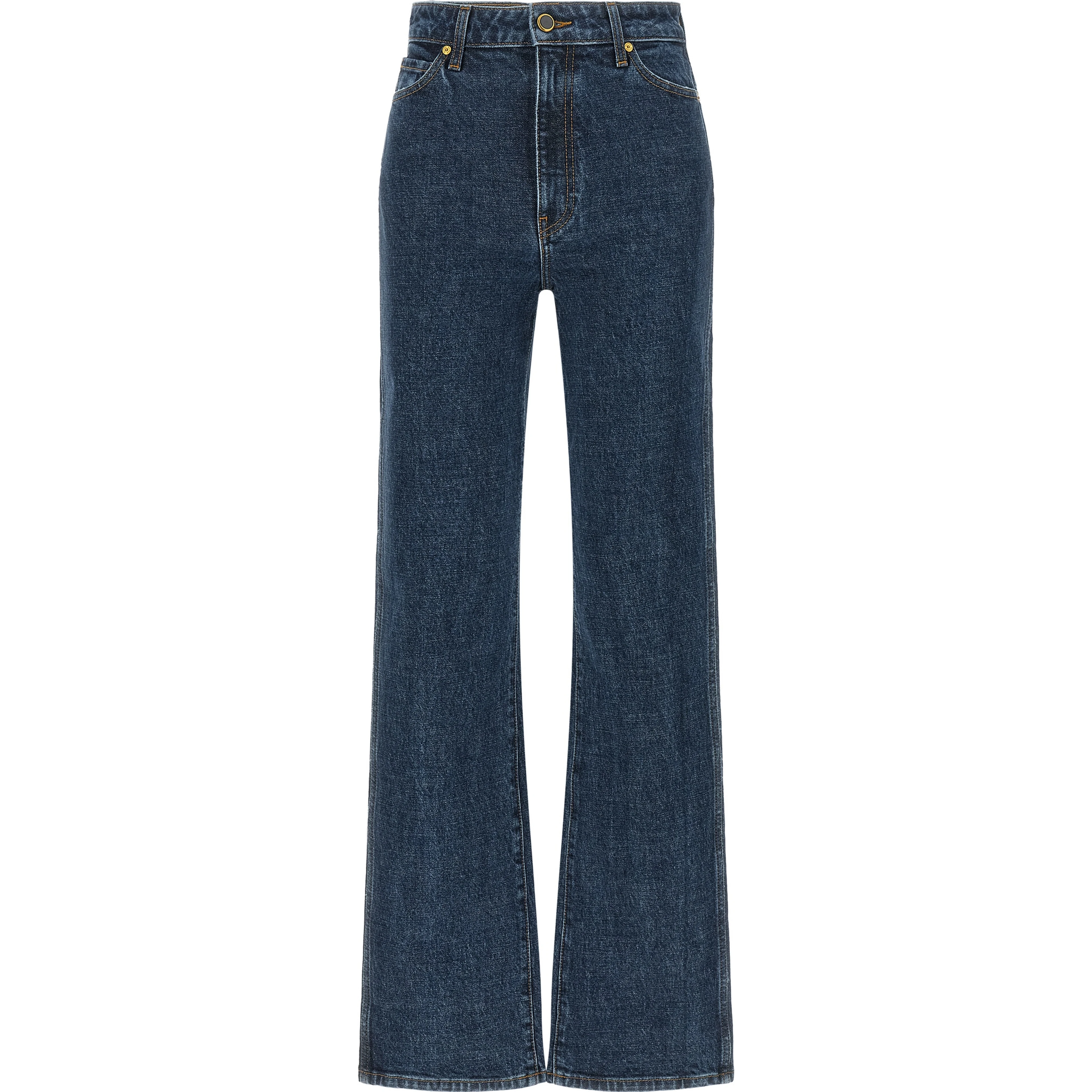 Blue Cotton Straight-Leg Jeans