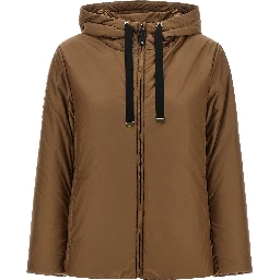 Brown Polyester Full-Length Jacket