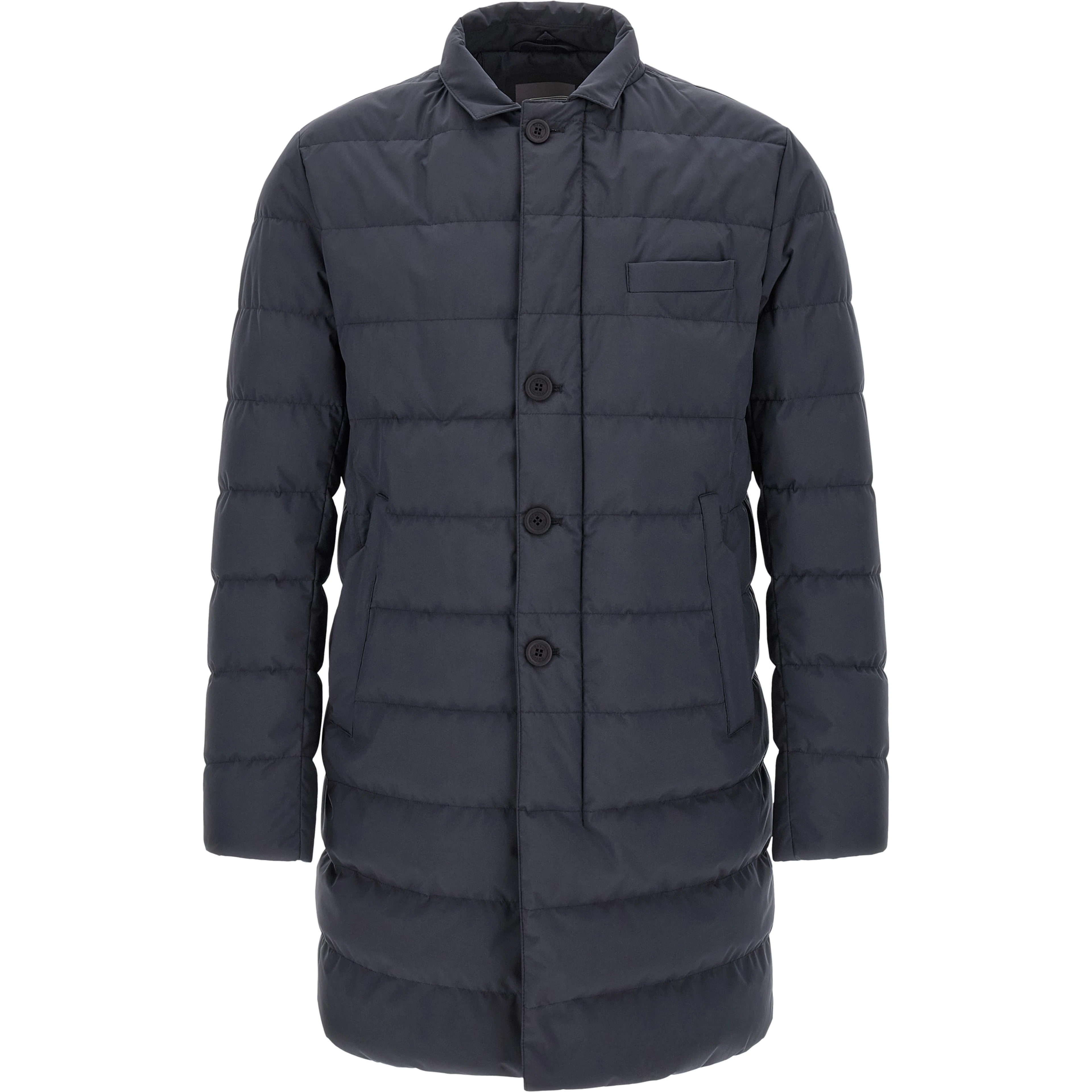 Blue Polyester Full-Length Jacket