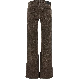 Brown Cotton Flared Jeans