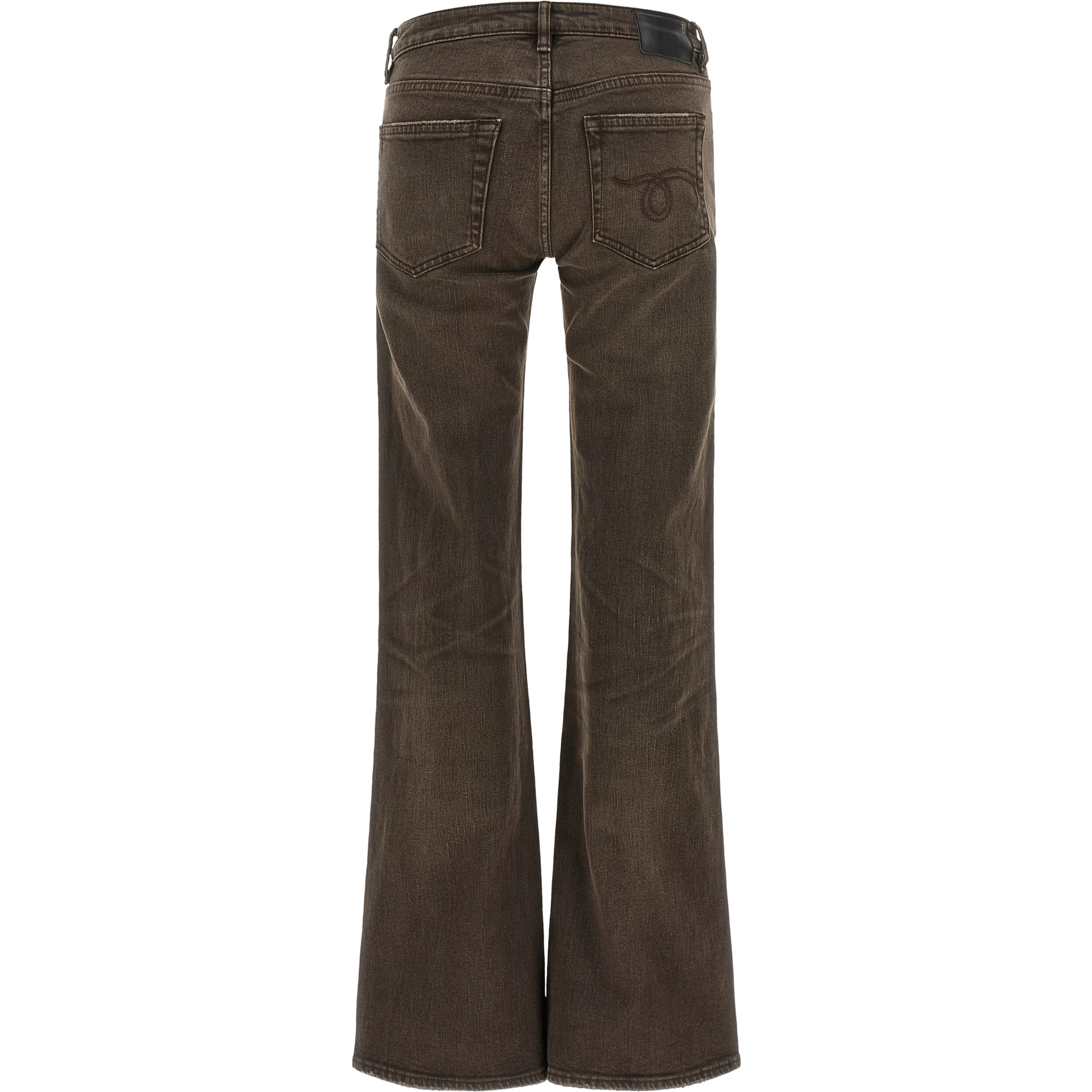 Brown Cotton Flared Jeans