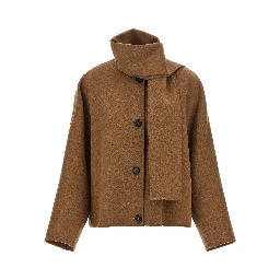 Brown Wool Full-Length Jacket