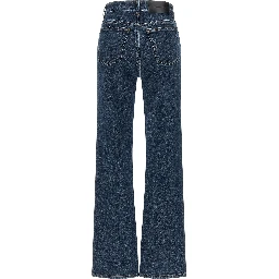 Blue Cotton Straight-Leg Jeans