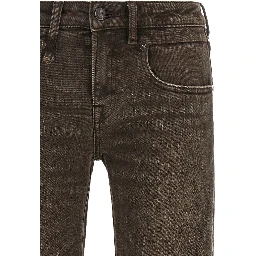 Brown Cotton Flared Jeans