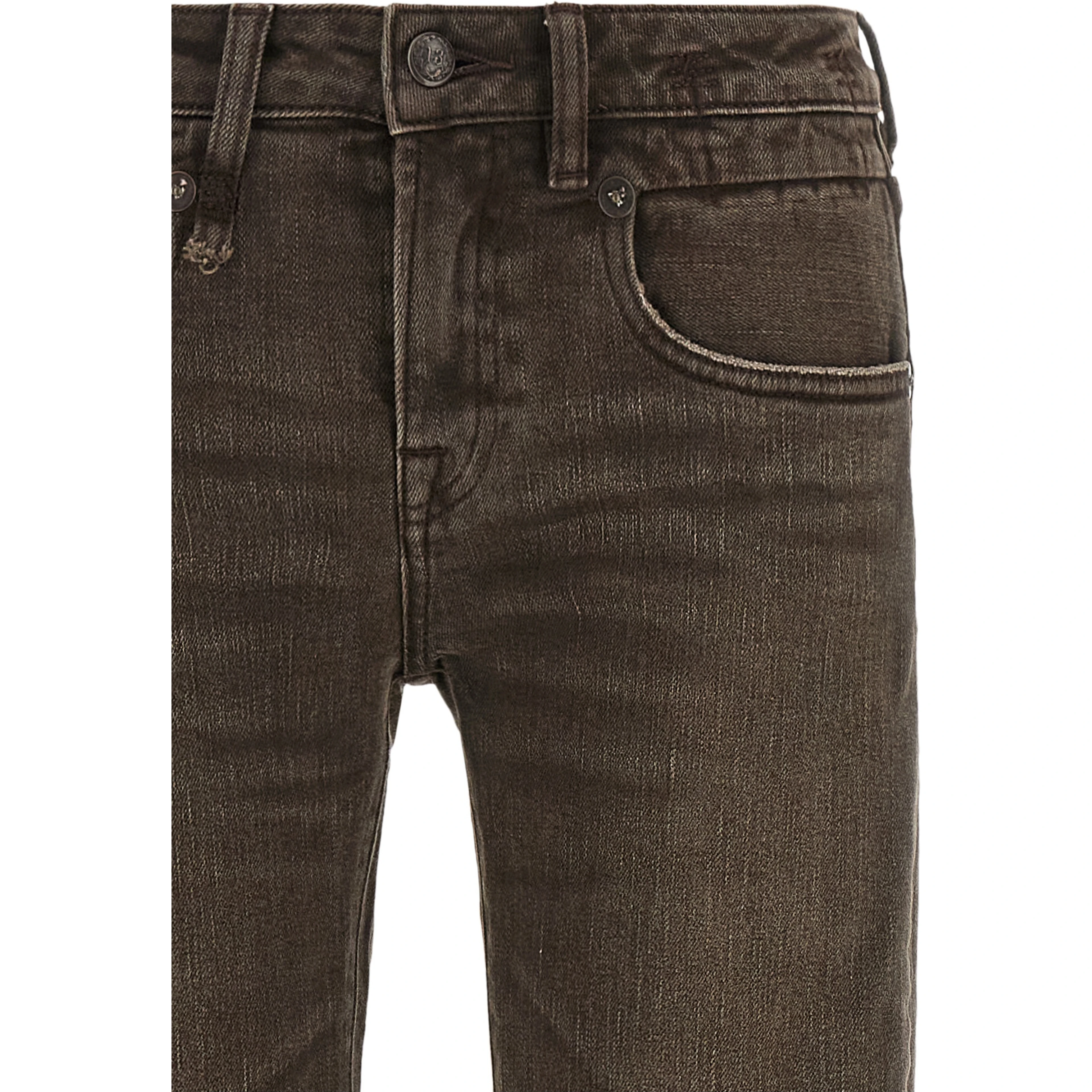 Brown Cotton Flared Jeans