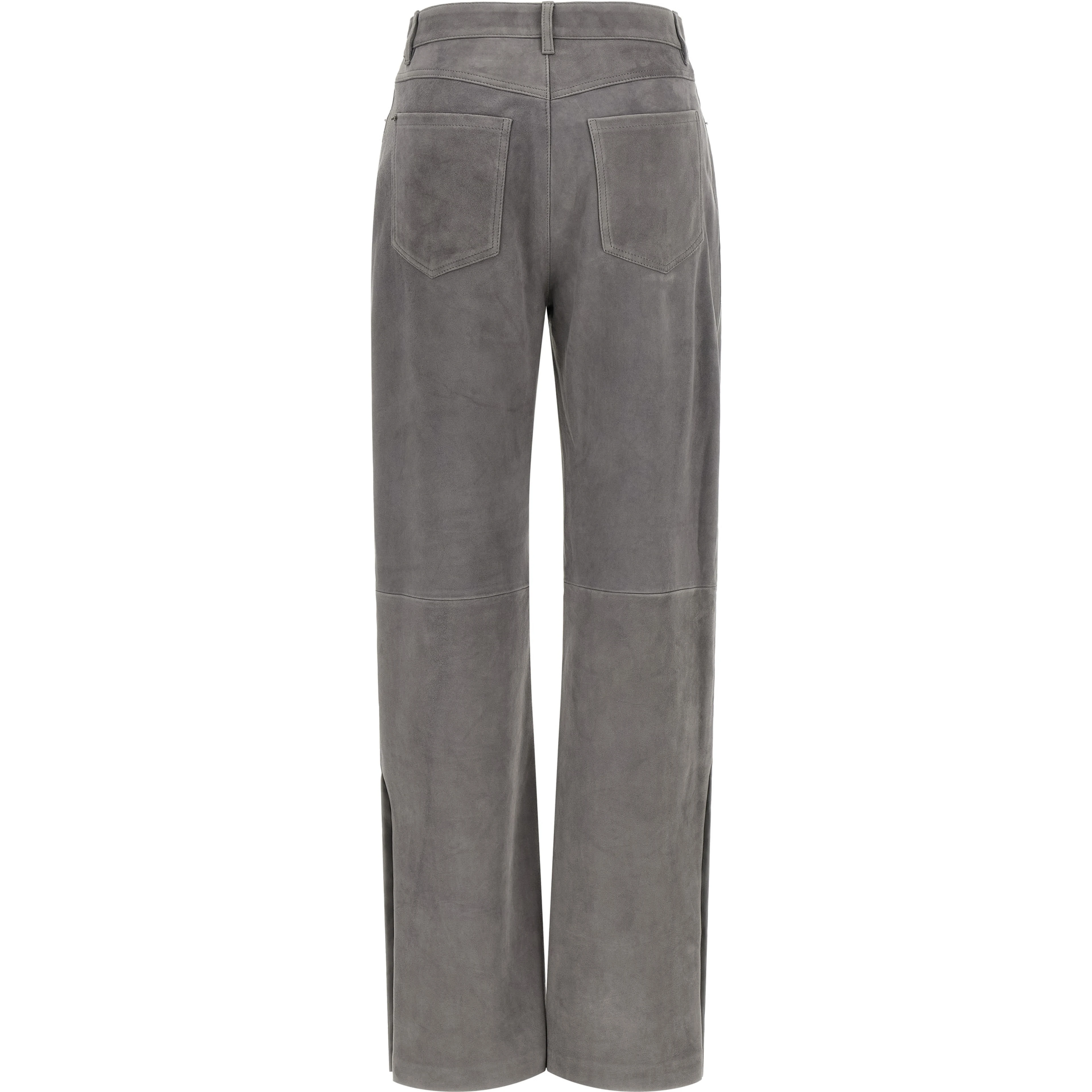 Gray Lamb Leather Casual Pants