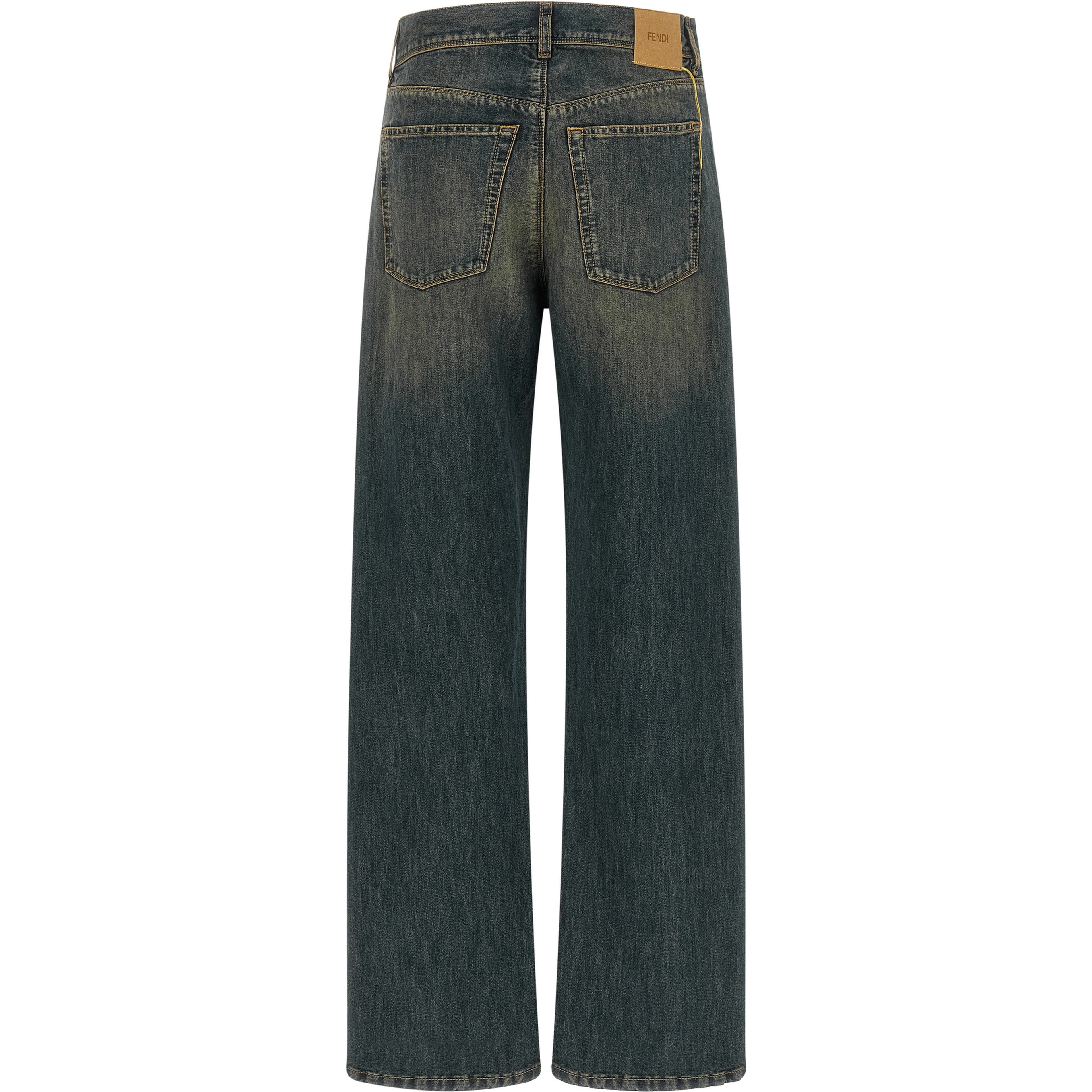 Blue Cotton Straight-Leg Jeans