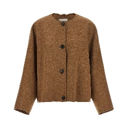 Brown Wool Full-Length Jacket