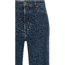 Blue Cotton Straight-Leg Jeans