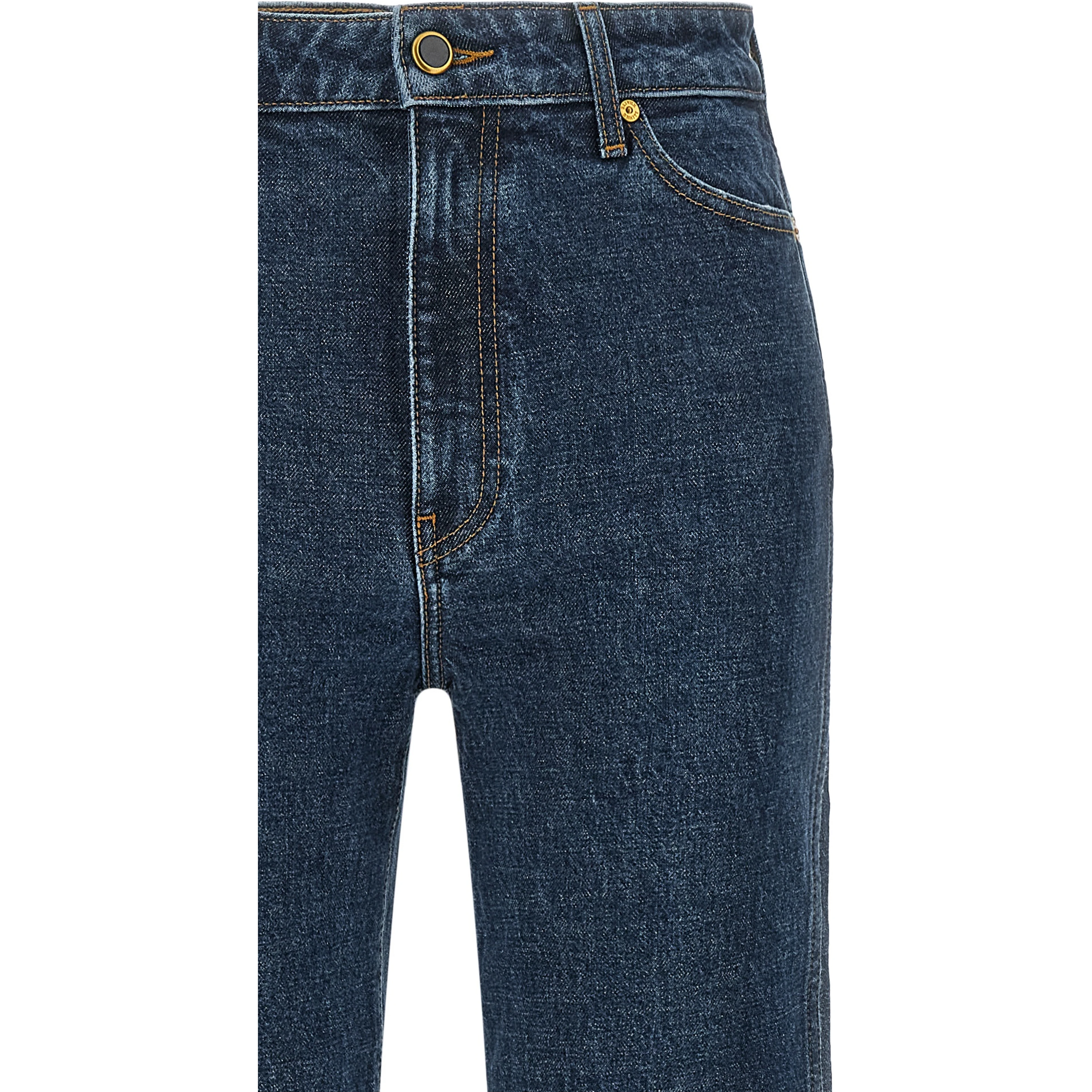 Blue Cotton Straight-Leg Jeans