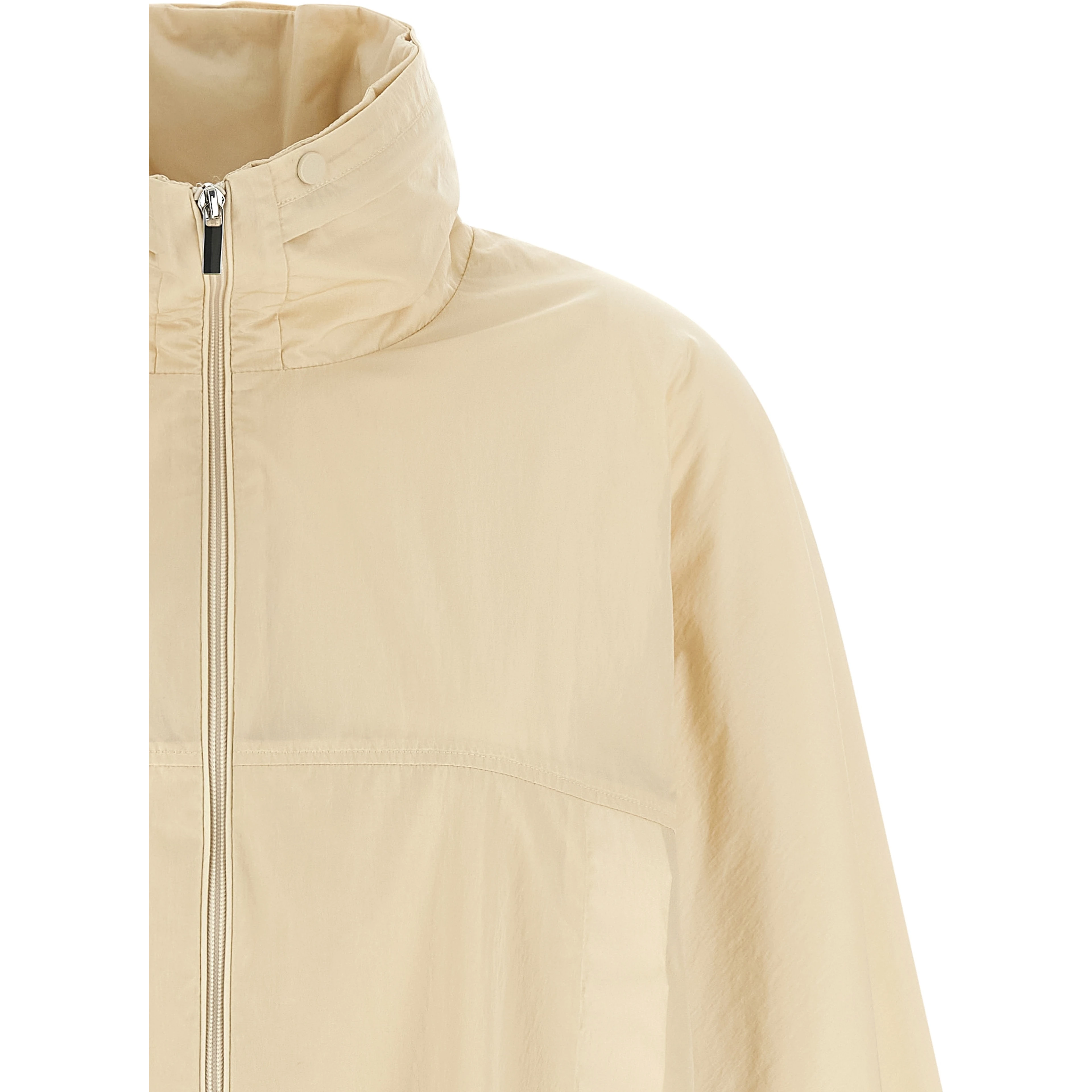 Beige Polyamide Full-Length Jacket