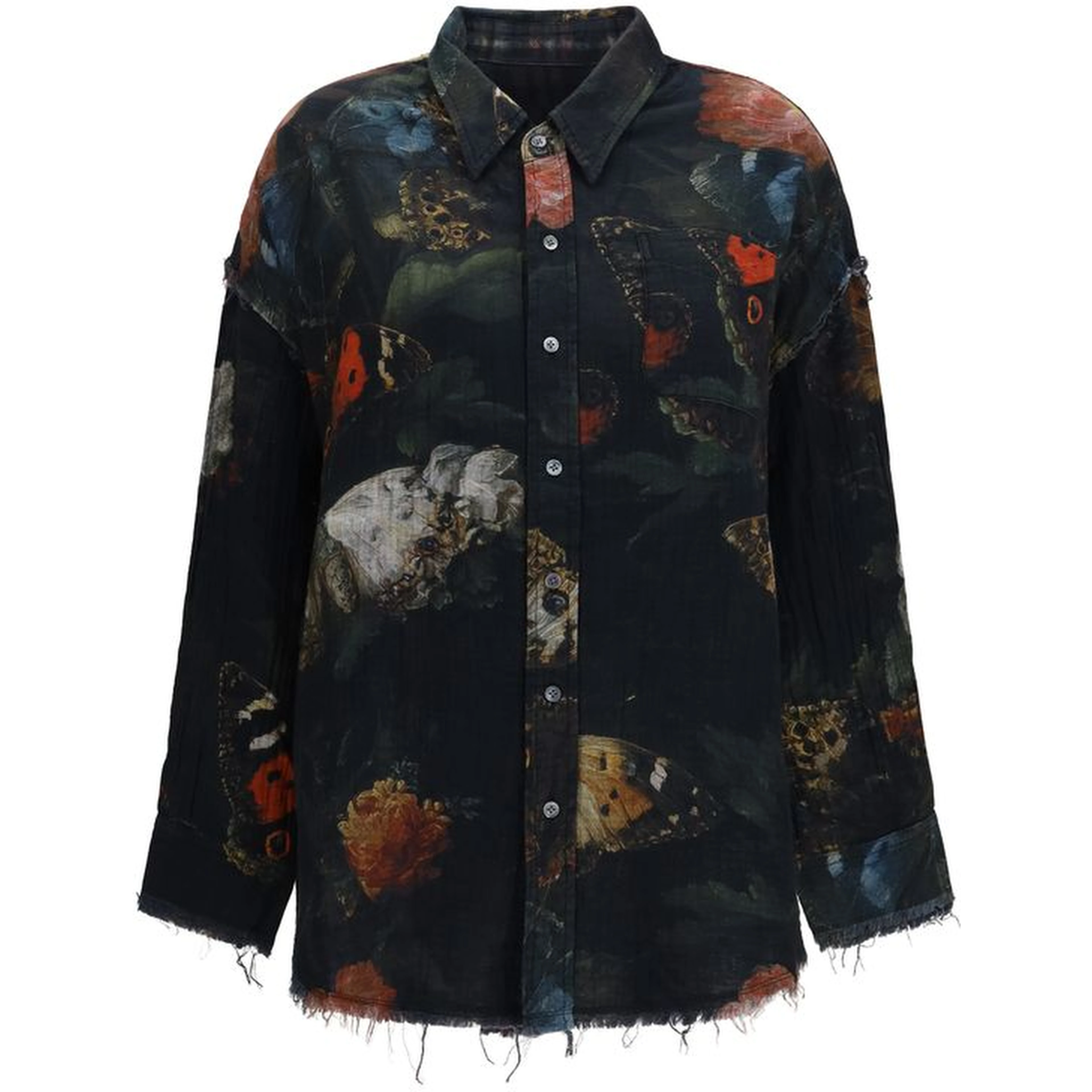 Black Cotton Pattern Shirt