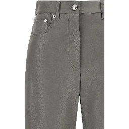 Gray Lamb Leather Casual Pants