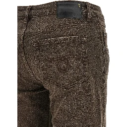 Brown Cotton Flared Jeans