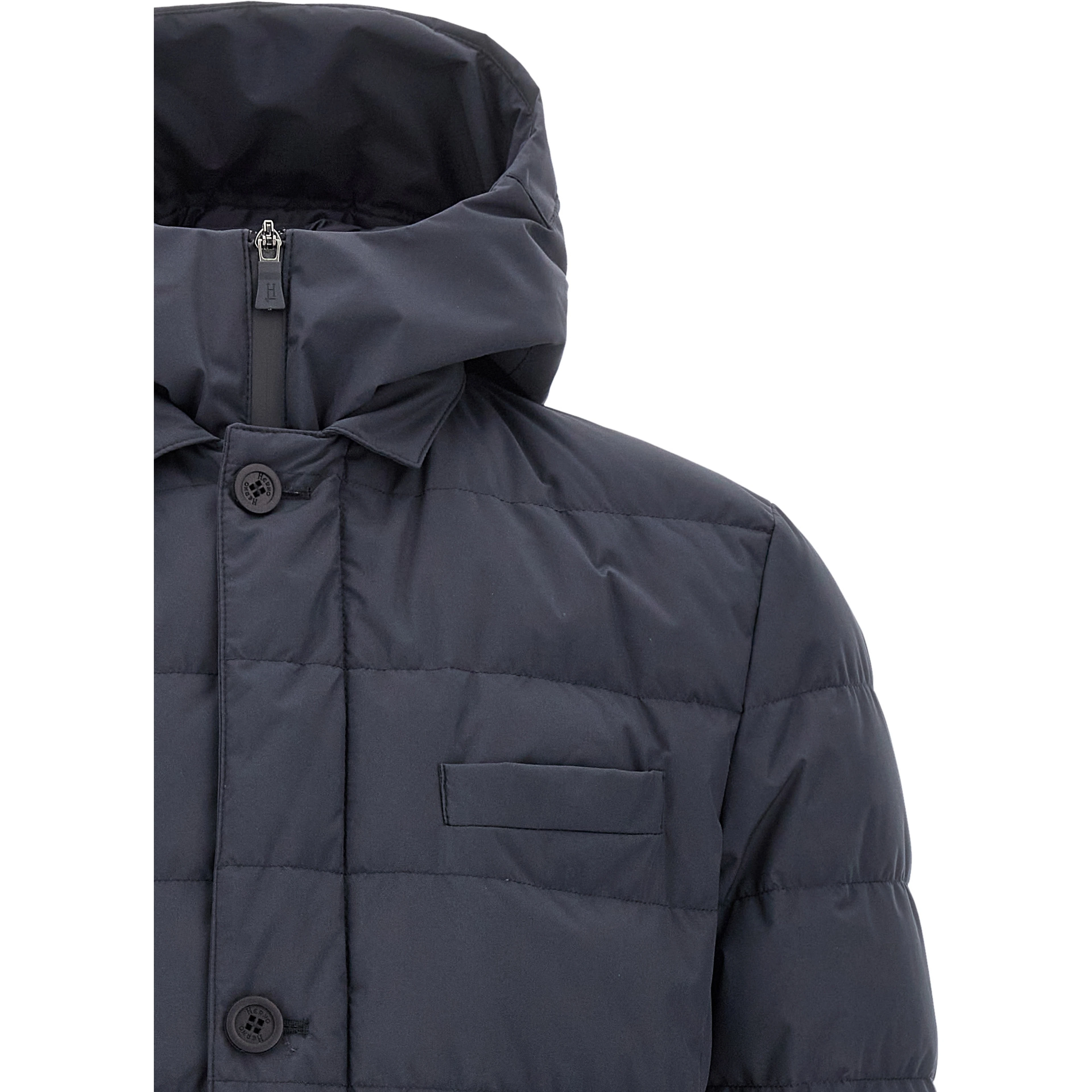 Blue Polyester Full-Length Jacket